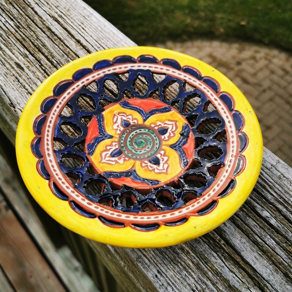 Tito Ubeda Red Clay Pottery Lattice Decorative Plate Andalusian Pottery - Picture 2 of 16